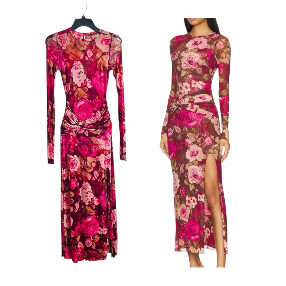 Free People Pink Floral Long Sleeve Maxi Dress